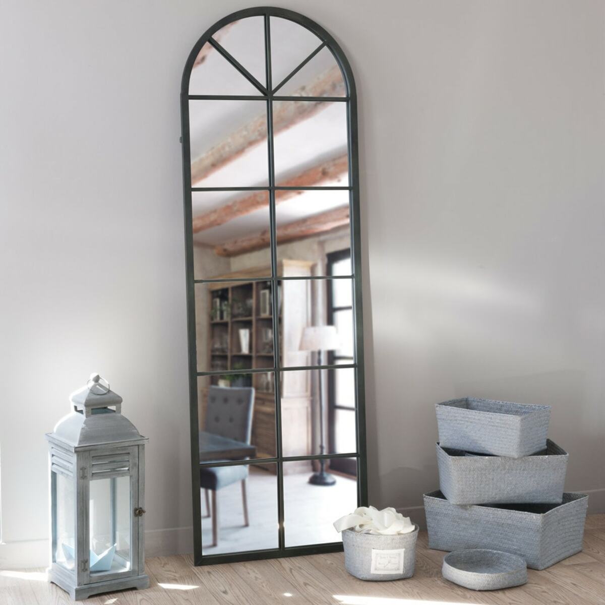 Miroir en métal noir 59x180